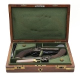 "Beautiful Cased Pair of English Travelers Percussion Pistols (AH6543)" - 14 of 15