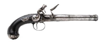 "Beautiful English Flintlock Queen Anne Pistol by Wilson of London Ex. George Nuemann Collection (AH6091)"