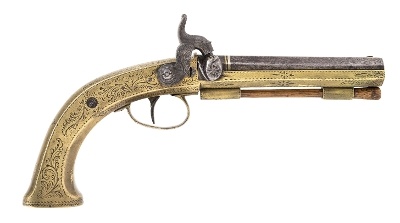 "Large All Metal Stocked Percussion Pistol Marked Hyde and Goodrich (AH4310) DTX"