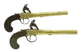 "Pair of British Brass Barrel Pistols Converted from Flintlocks. (AH5391)" - 1 of 5