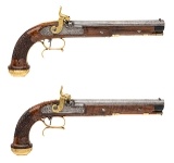 "Beautiful Pair of French Target Pistols by Guillaume Robert Aglon of Saarn (12334517)"