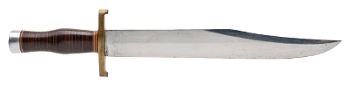"1950's RANDALL 12-13 THORP BOWIE KNIFE W/ BROWN BUTTON SHEATH (68608)" - Image 1 of 9