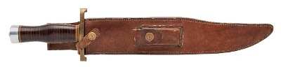 "1950's RANDALL 12-13 THORP BOWIE KNIFE W/ BROWN BUTTON SHEATH (68608)" - Image 3 of 9