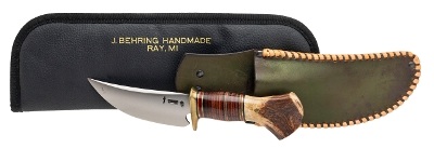 "TREEMAN KNIVES – JIM BEHRING CUSTOM SCAGEL STYLE SKINNER W/SHEATH (68641)" - Image 9 of 9