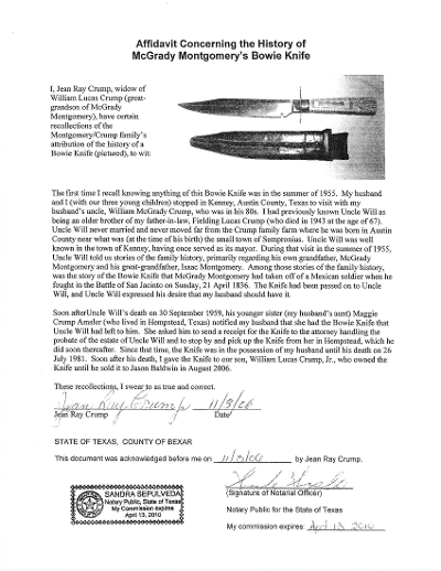 "Rare & Historic Alfred Hunter Bowie Knife Recovered from The Battle of San Jacinto (K10241)" - Image 8 of 20