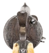 "Small Framed Relief Etched & Scroll Engraved Pinfire Revolver W/ Ivory Grips (50973)" - 5 of 9