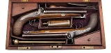 "Double Cased Pair of Double Barrel Percussion Pistols by Rabone Brothers & Company (65337)"