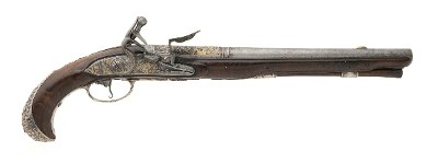 "Exquisite French Gilt Engraved Silver Mounted Flintlock Pistols (AH8059)" - Image 9 of 13