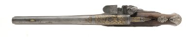 "Exquisite French Gilt Engraved Silver Mounted Flintlock Pistols (AH8059)" - Image 5 of 13