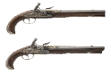 "Exquisite French Gilt Engraved Silver Mounted Flintlock Pistols (AH8059)" - Image 1 of 13