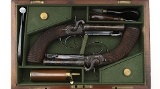 "Beautiful Cased Pair of English Travelers Percussion Pistols (AH6543)" - Image 1 of 15
