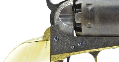 "Inscribed Factory Engraved Colt 1851 Navy with Carved Mexican Eagle Ivory Grips (C14631) DTX" - Image 5 of 11