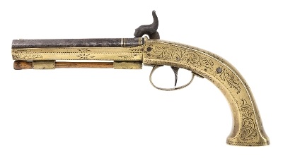 "Large All Metal Stocked Percussion Pistol Marked Hyde and Goodrich (AH4310) DTX" - Image 2 of 6