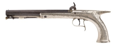 "Large All Metal Saw Handle Percussion Pistol with American Motifs (AH4309)" - Image 4 of 6