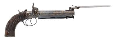 "Excellent Cased Identified Pair of Double Barrel Percussion Pistol With Flip Bayonets (72456) " - Image 2 of 25