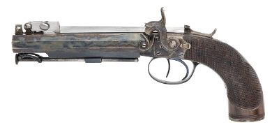 "Excellent Cased Identified Pair of Double Barrel Percussion Pistol With Flip Bayonets (72456) " - Image 20 of 25