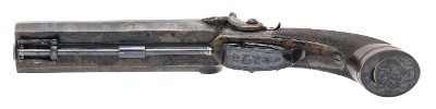 "Excellent Cased Identified Pair of Double Barrel Percussion Pistol With Flip Bayonets (72456) " - Image 11 of 25