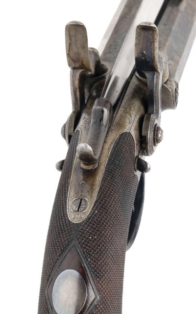 "Excellent Cased Identified Pair of Double Barrel Percussion Pistol With Flip Bayonets (72456) " - Image 7 of 25