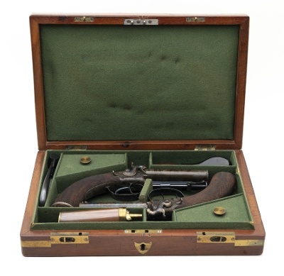 "Beautiful Cased Pair of English Travelers Percussion Pistols (AH6543)" - Image 14 of 15