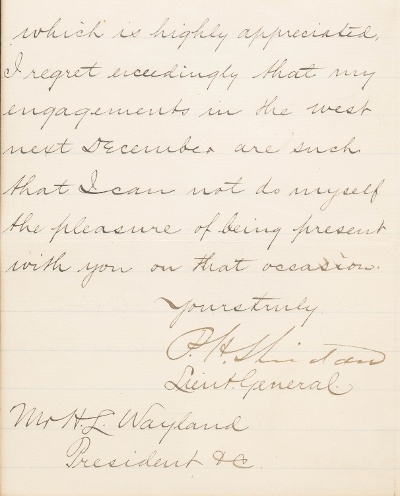 "Framed Handwritten Letter Signed by General Philip Sheridan (MIS1358)" - Image 3 of 4