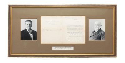 "Signed Letter from Theodore Roosevelt to Russel Harrison, Framed. (MIS1353)" - Image 1 of 6