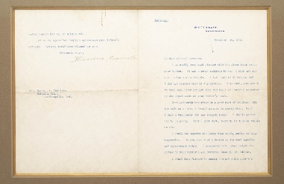 "Signed Letter from Theodore Roosevelt to Russel Harrison, Framed. (MIS1353)" - Image 2 of 6
