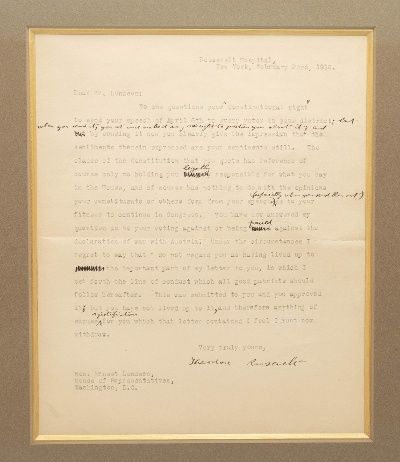 "Theodore Roosevelt Signed Letter to U.S. Senator, Framed (MIS1354)" - Image 2 of 6