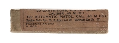 ".45 Caliber M1911 Pistol Ball From Frankford Arsenal (AN142)" - Image 1 of 2