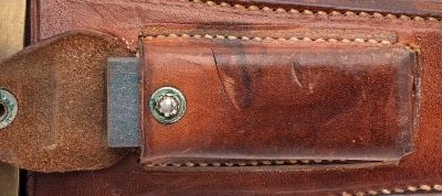 "1950’s IVORY HANDLE RANDALL 13-12 ARKANSAS TOOTHPICK W/ BROWN BUTTON SHEATH (68609)" - Image 3 of 9