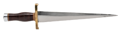 "1950’s RANDALL 13-12 ARKANSAS TOOTHPICK W/ BROWN BUTTON HEISER SHEATH (68611)" - Image 1 of 6