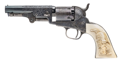 "Beautiful Double Cased Set of Factory Engraved Colt 1849 Pocket Revolvers w/ Carved Ivory Grips (76217) " - Image 2 of 25