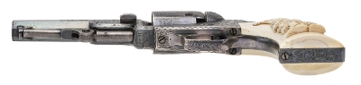 "Beautiful Double Cased Set of Factory Engraved Colt 1849 Pocket Revolvers w/ Carved Ivory Grips (76217) " - Image 7 of 25