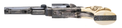 "Beautiful Double Cased Set of Factory Engraved Colt 1849 Pocket Revolvers w/ Carved Ivory Grips (76217) " - Image 16 of 25