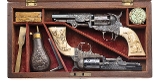 "Beautiful Double Cased Set of Factory Engraved Colt 1849 Pocket Revolvers w/ Carved Ivory Grips (76217) " - Image 1 of 25