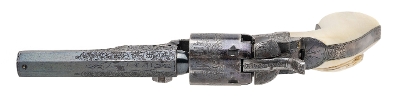 "Beautiful Double Cased Set of Factory Engraved Colt 1849 Pocket Revolvers w/ Carved Ivory Grips (76217) " - Image 6 of 25