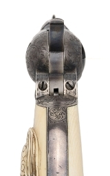 "Beautiful Double Cased Set of Factory Engraved Colt 1849 Pocket Revolvers w/ Carved Ivory Grips (76217) " - Image 14 of 25
