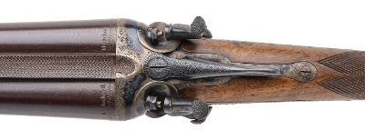 "ANTIQUE BELGIAN SXS DAMASCUS HAMMER GUN 16 GAUGE (76319)" - Image 5 of 6