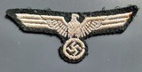 German WW II white on black Panzer breast eagle. - 1 of 3