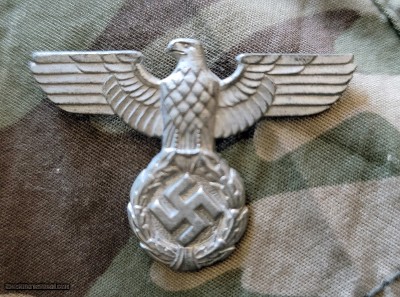 German WW II small aluminum cap eagle pin-back in great shape