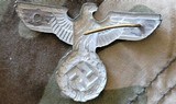 German WW II small aluminum cap eagle pin-back in great shape - 2 of 6