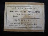 An Unopened box of 10 Cartridges for .416 Bore Rigby Magazine, 