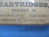 Centre-Primed, Metallic Cartridges, .50-70, Frankford Arsenal 1867, String Still Present - 2 of 5