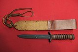 US M3 Camillus WW2 Fighting Knife with M8 Leather Camillus Scabbard - 2 of 6