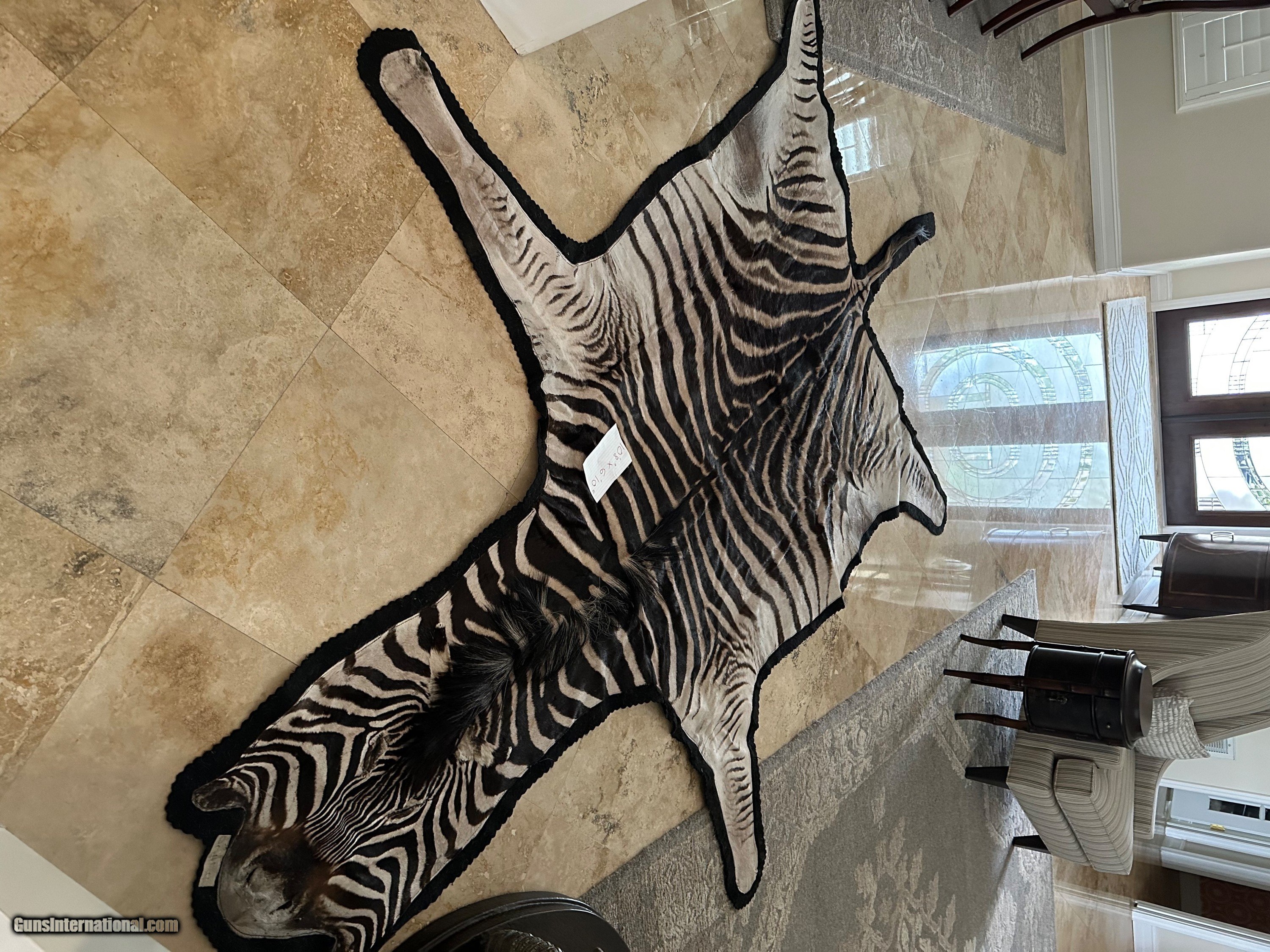 Large A Grade Black Felted Genuine Burchell Zebra Rug