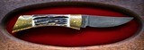 BROWNING folding knife DAMASCUS 1 of 1980 GERMANY Stag ENGRAVED Vintage RARE - 6 of 12