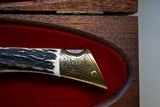 BROWNING folding knife DAMASCUS 1 of 1980 GERMANY Stag ENGRAVED Vintage RARE - 4 of 12