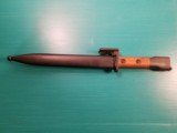 Belgian FN FAL Type A Bayonet with Wood Grip Scales, Scabbard, Unissued Mint Condition - 2 of 7
