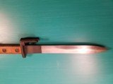 Belgian FN FAL Type A Bayonet with Wood Grip Scales, Scabbard, Unissued Mint Condition - 6 of 7