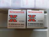 .22 WINCHESTER MAGNUM SUPER-X, JACKETED HOLLOW POINT, 7 BOXES OF 50 ROUNDS - NEW IN BOX - 1 of 2