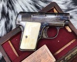 1925 Colt Model 1908 Case Colored W/ Preban Ivory Grips, Unfired in Wood Presentation case. Gorgeous - 5 of 12